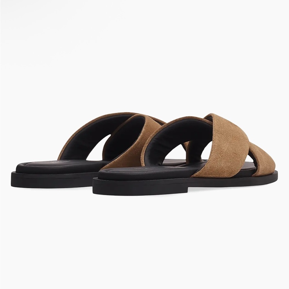 New Rag & Bone Brown Suede Cross Strap Sandals – Women’s Designer Summer Flats - Picture 2 of 12